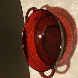 Anchor Hocking Coronation Ruby Red Depression Glass Serving Bowl